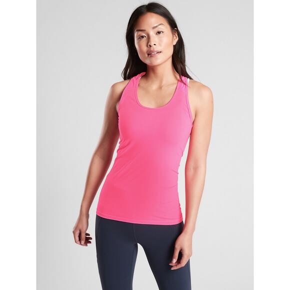 Athleta‎ BAKASANA TANK Prism Pink Size XS Sleeveless Top Sheer Mesh Back Workout - Picture 2 of 16